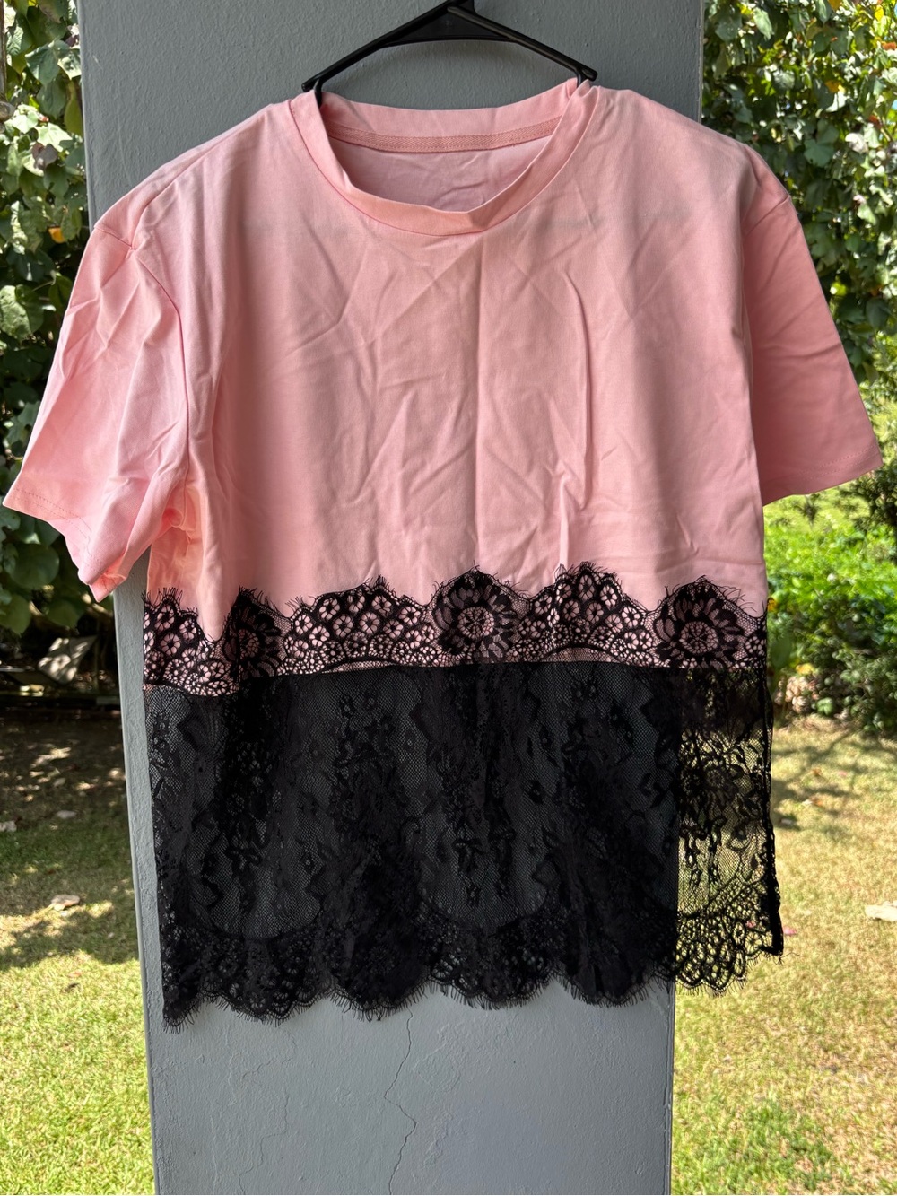 Pink Lace-Hem Women’s Top